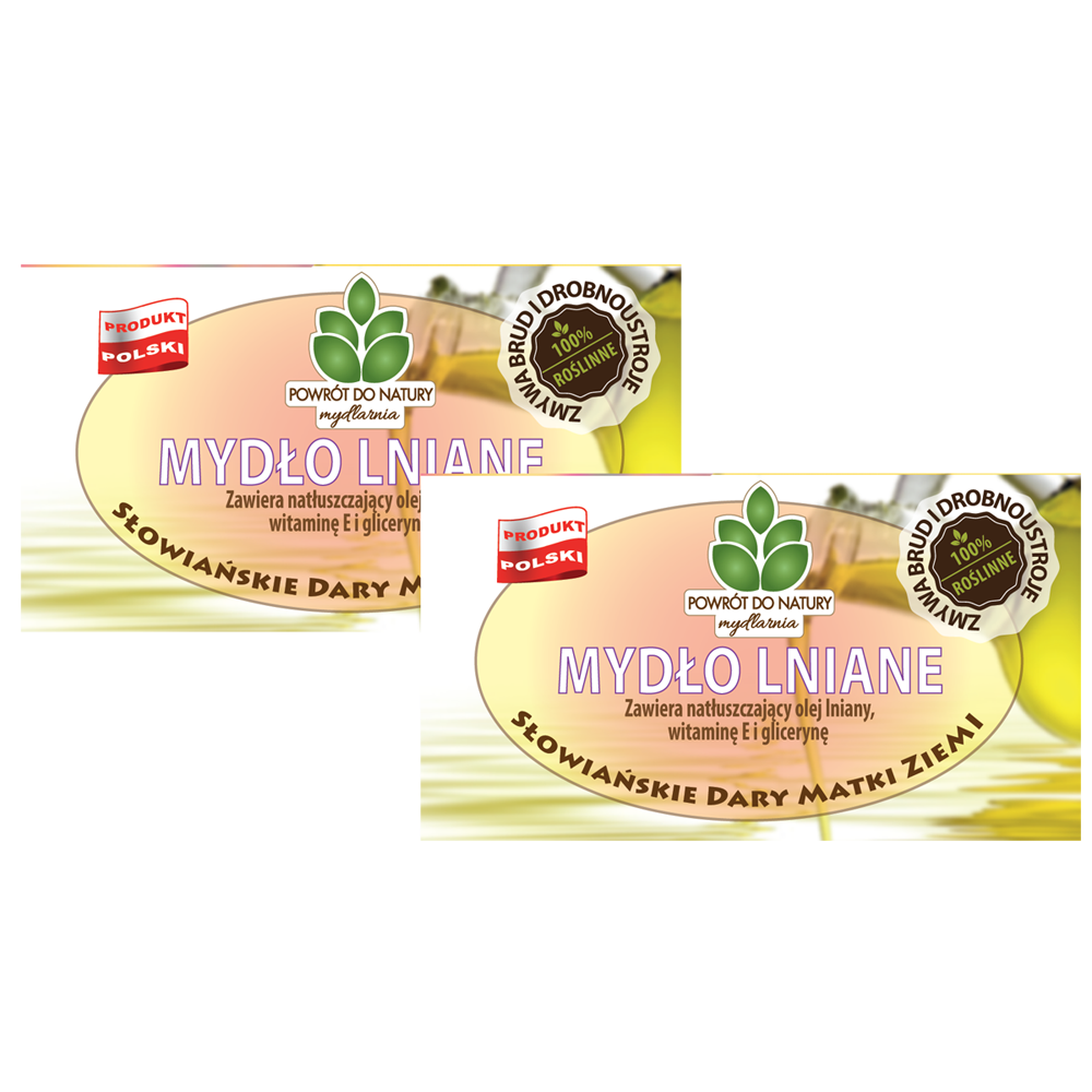 Powrót do natury 100 % roślinne naturalne mydło lniane, 2 szt.