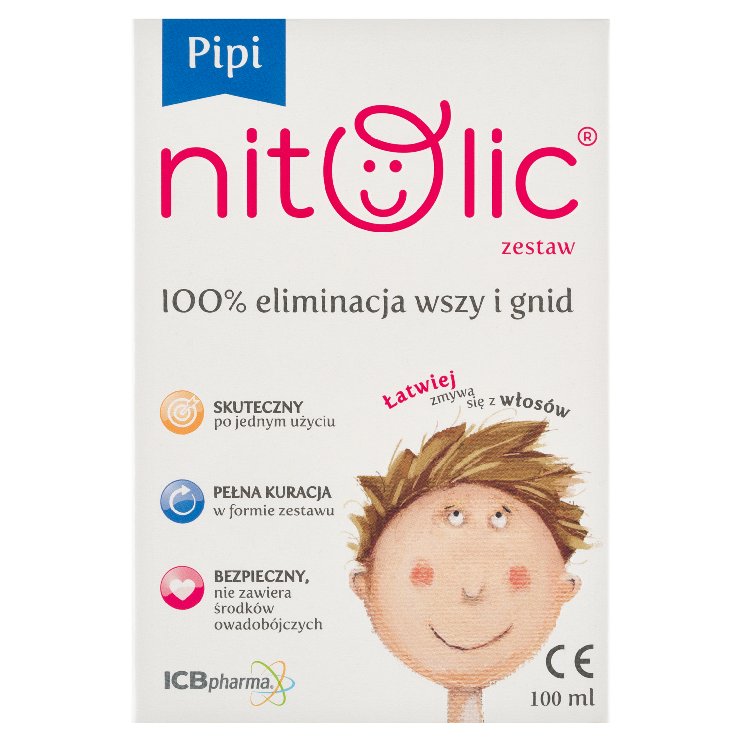 Pipi Nitolic wyrób medyczny: zestaw do włosów przeciw wszawicy, 100 ml