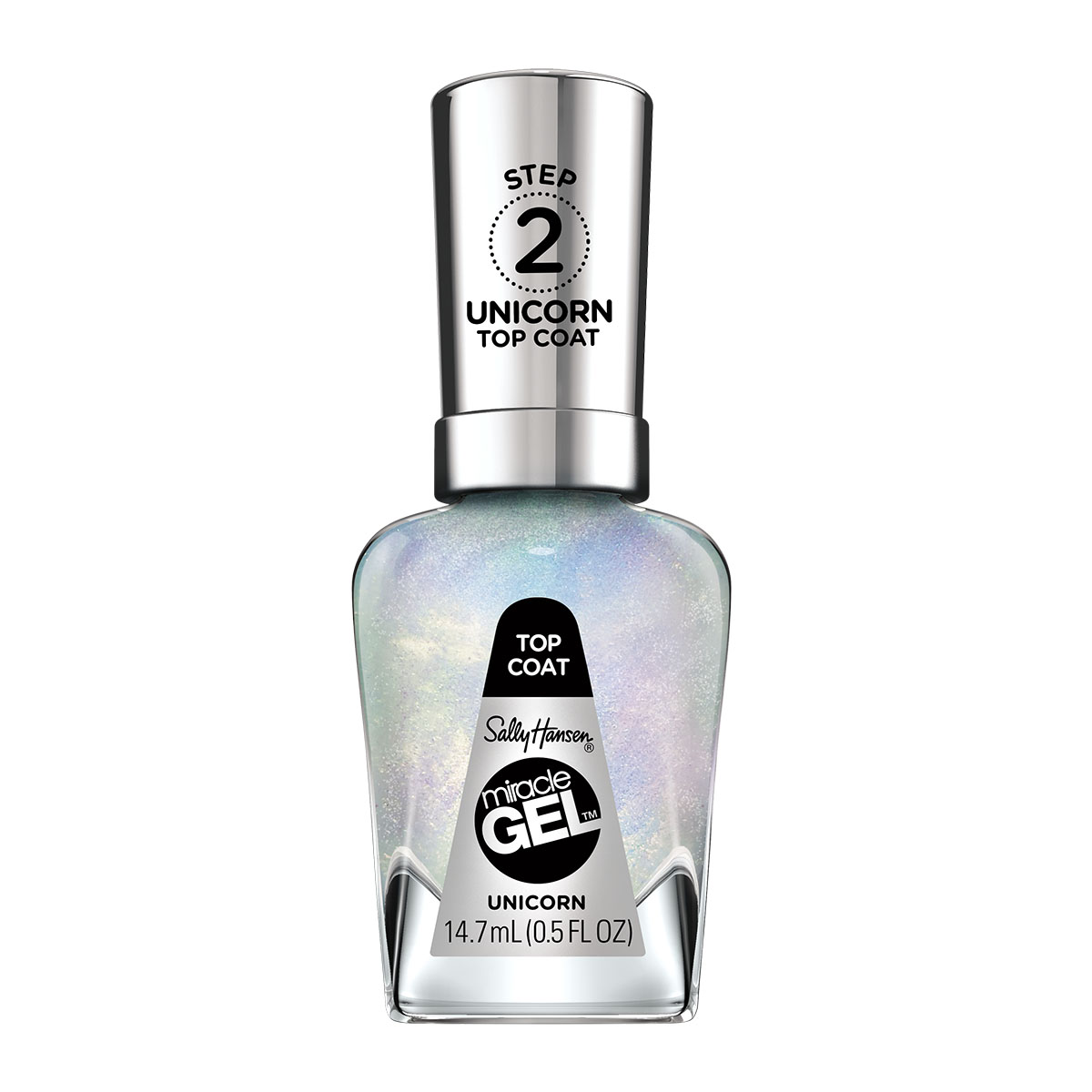 Sally Hansen Miracle Gel błyszczący lakier do paznokci z drobinkami top coat unicorn, 14,7 ml