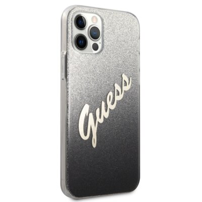 Etui GUESS Glitter Gradient Script do Apple iPhone 12 Pro Max Czarny