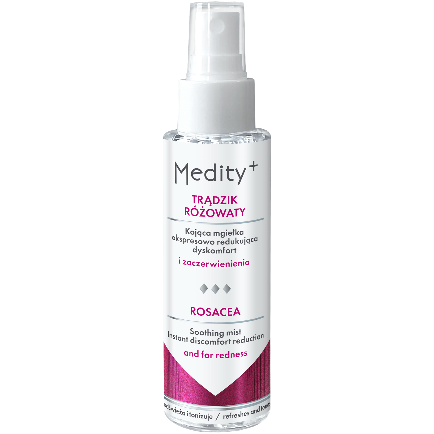 Medity+ Trądzik Różowaty kojąca mgiełka ekspresowo redukująca zaczerwienienia i uczucie pieczenia, 100 ml