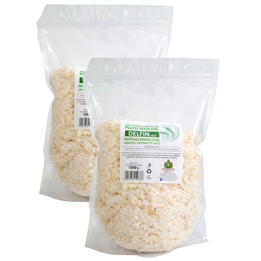 Powrót do natury Delfin Vege 100 % roślinne naturalne płatki mydlane hipoalergiczne, 1000 g