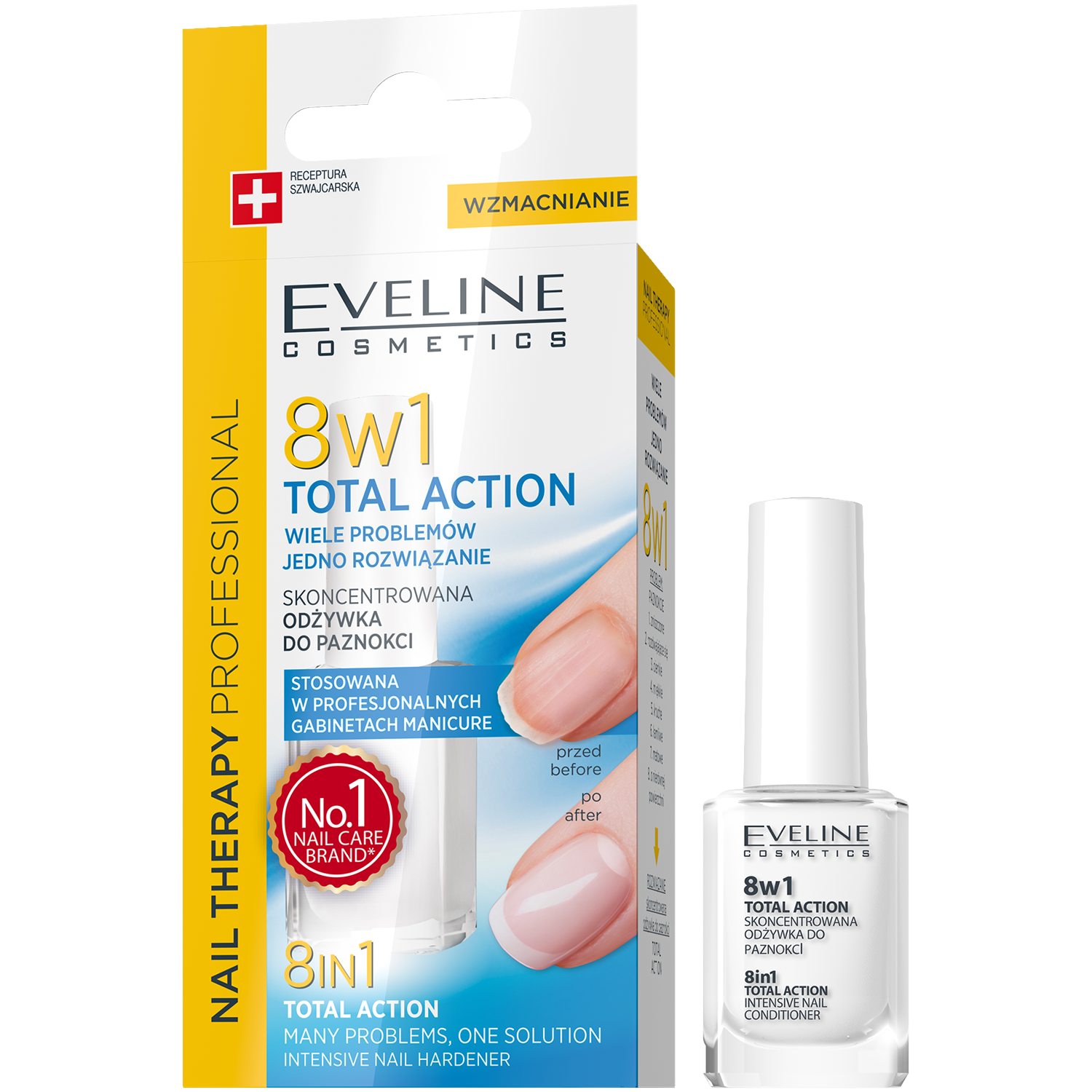 Eveline Cosmetics Nail Therapy Professional 8w1 Total Action skoncentrowana odżywka do paznokci, 12 ml