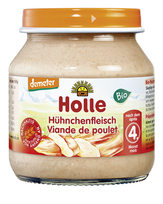 Holle BIO Mięso kurczaka dla niemowląt powyżej 5. miesiąca życia, 125 g
