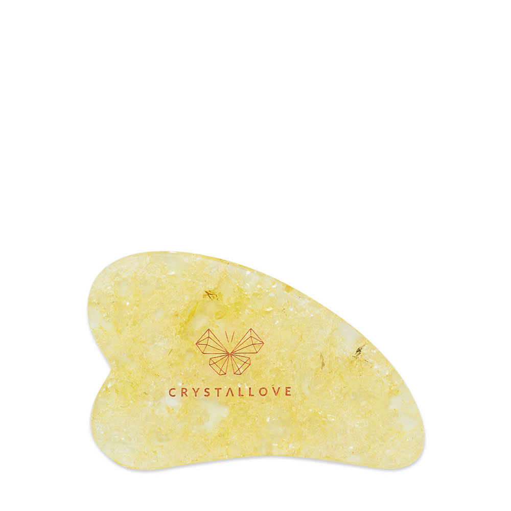 Crystallove Amber Collection płytka do masażu twarzy gua sha z bursztynu cytrynowego, 1 szt.