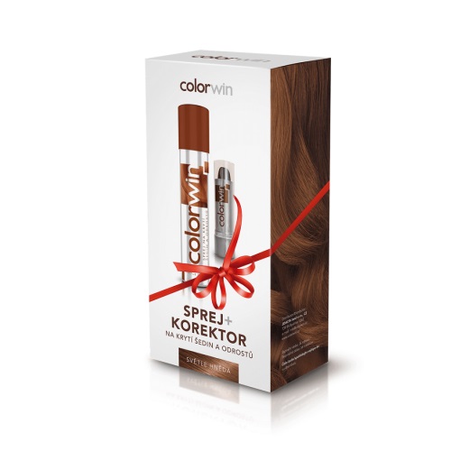 Colorwin Retouch zestaw: spray do retuszowania odrostów, 75 ml + korektor do włosów Jasny Brąz, 4.6 g