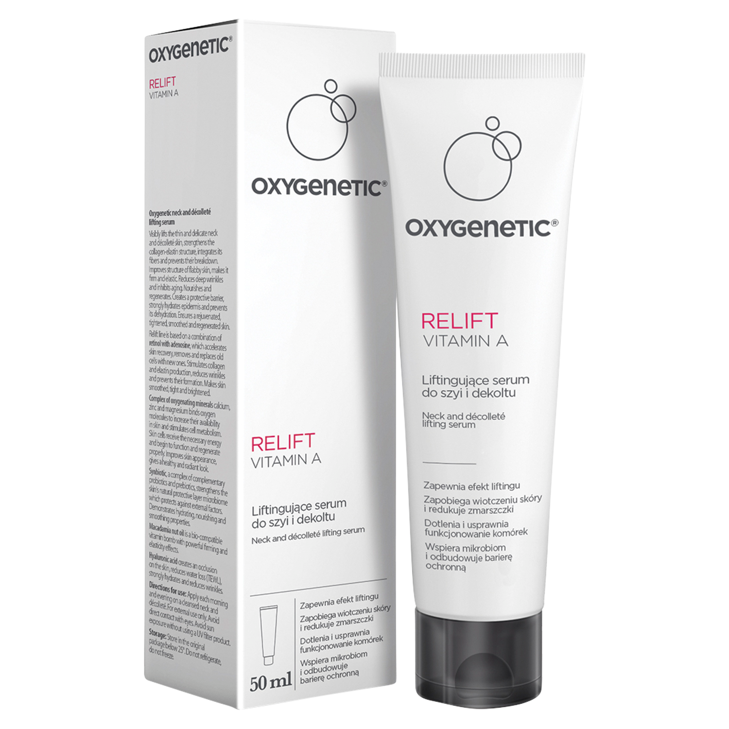 Oxygenetic Relift Vitamin A liftingujące serum do szyi i dekoltu, 50 ml