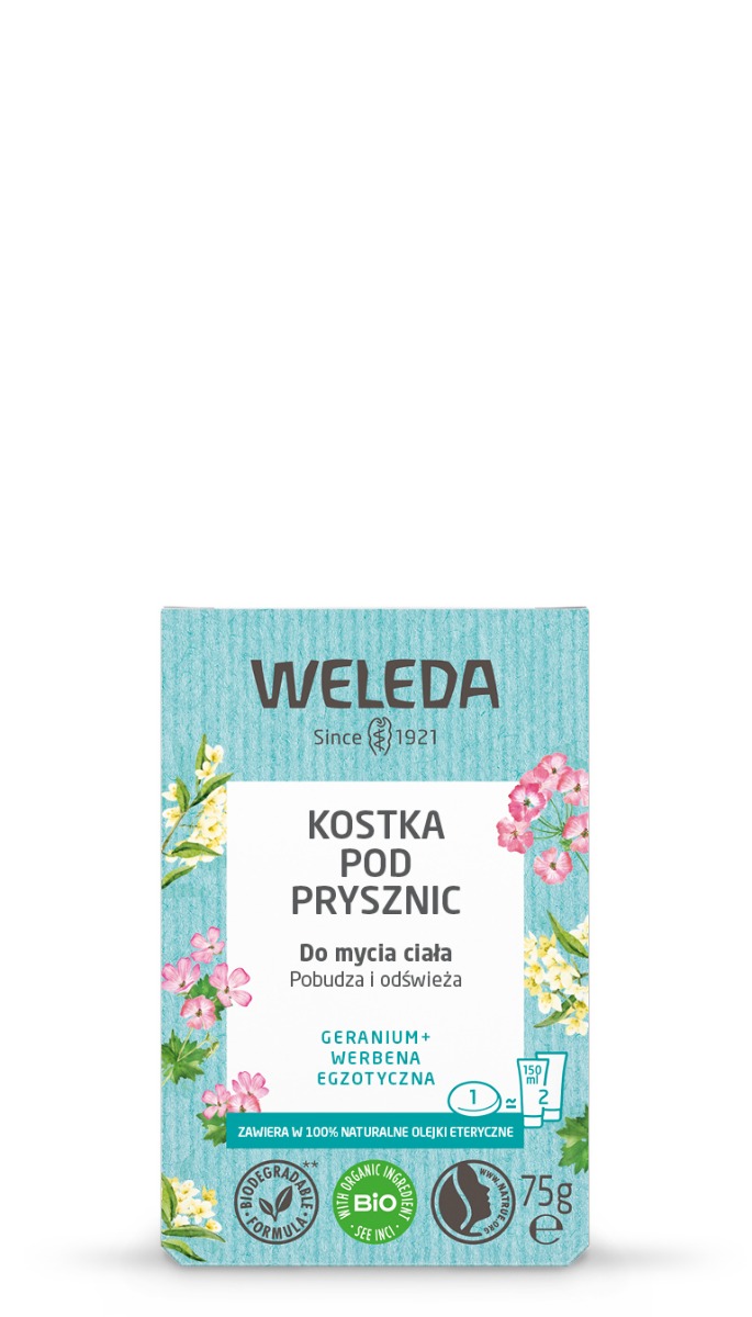 Weleda kostka pod prysznic Geranium + Werbena egzotyczna, 75 g