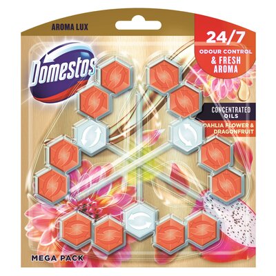 Kostka do WC DOMESTOS Aroma Lux Dahlia Flower & Dragonfruit 3x55g