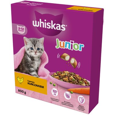 Karma dla kota WHISKAS Junior z kurczakiem 800 g