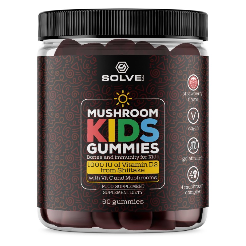 Solve Labs Mushroom Kids Gummies D2 suplement diety w formie żelków, 60 szt./1 opak.
