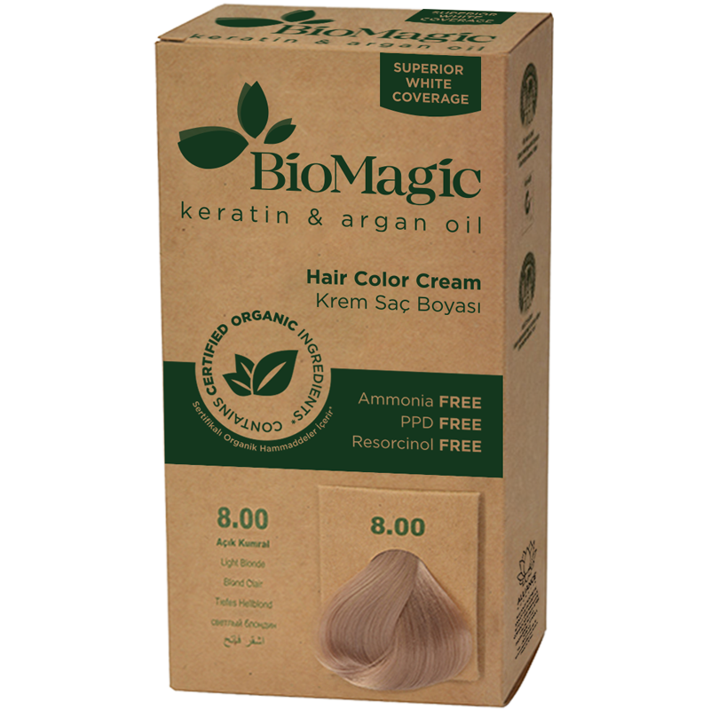 Biomagic Keratin&Argan oil farba do włosów jasny blond 8.00, 250 g