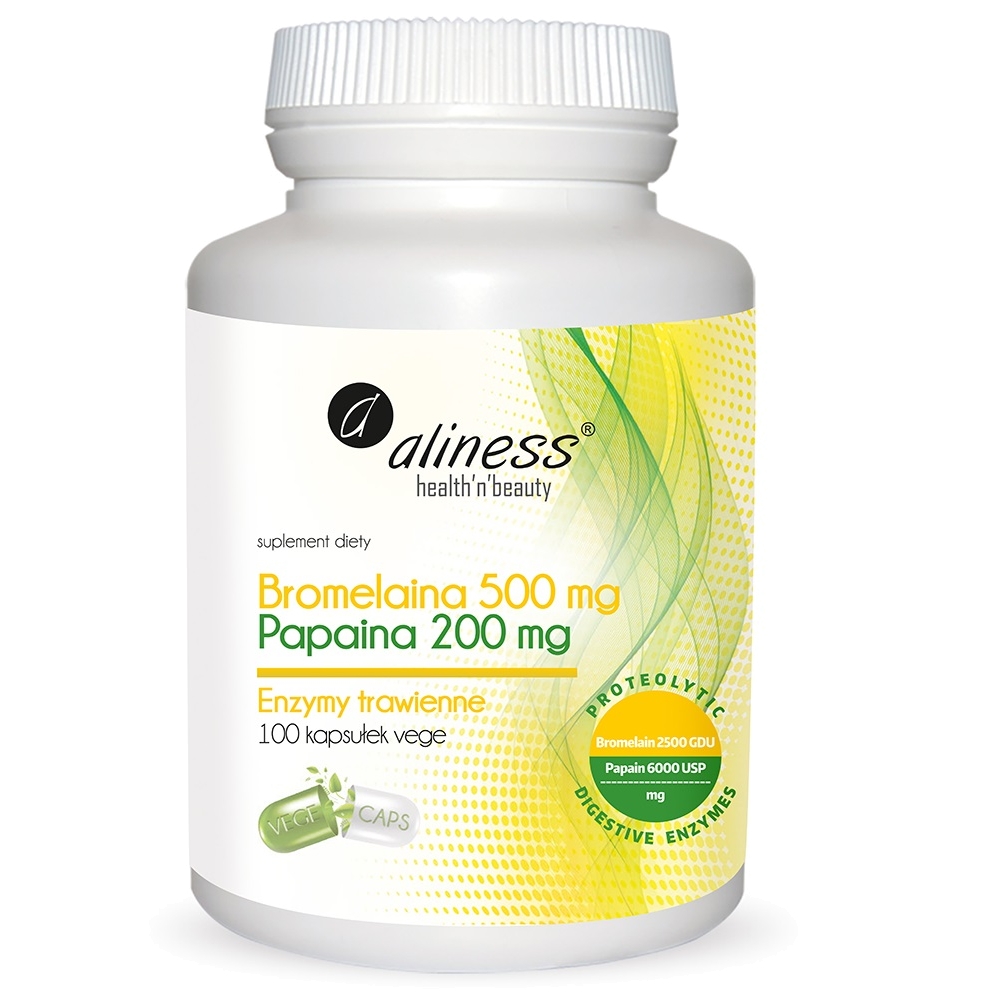 Aliness Bromelaina Papaina suplement diety, 100 kaps./1 opak.