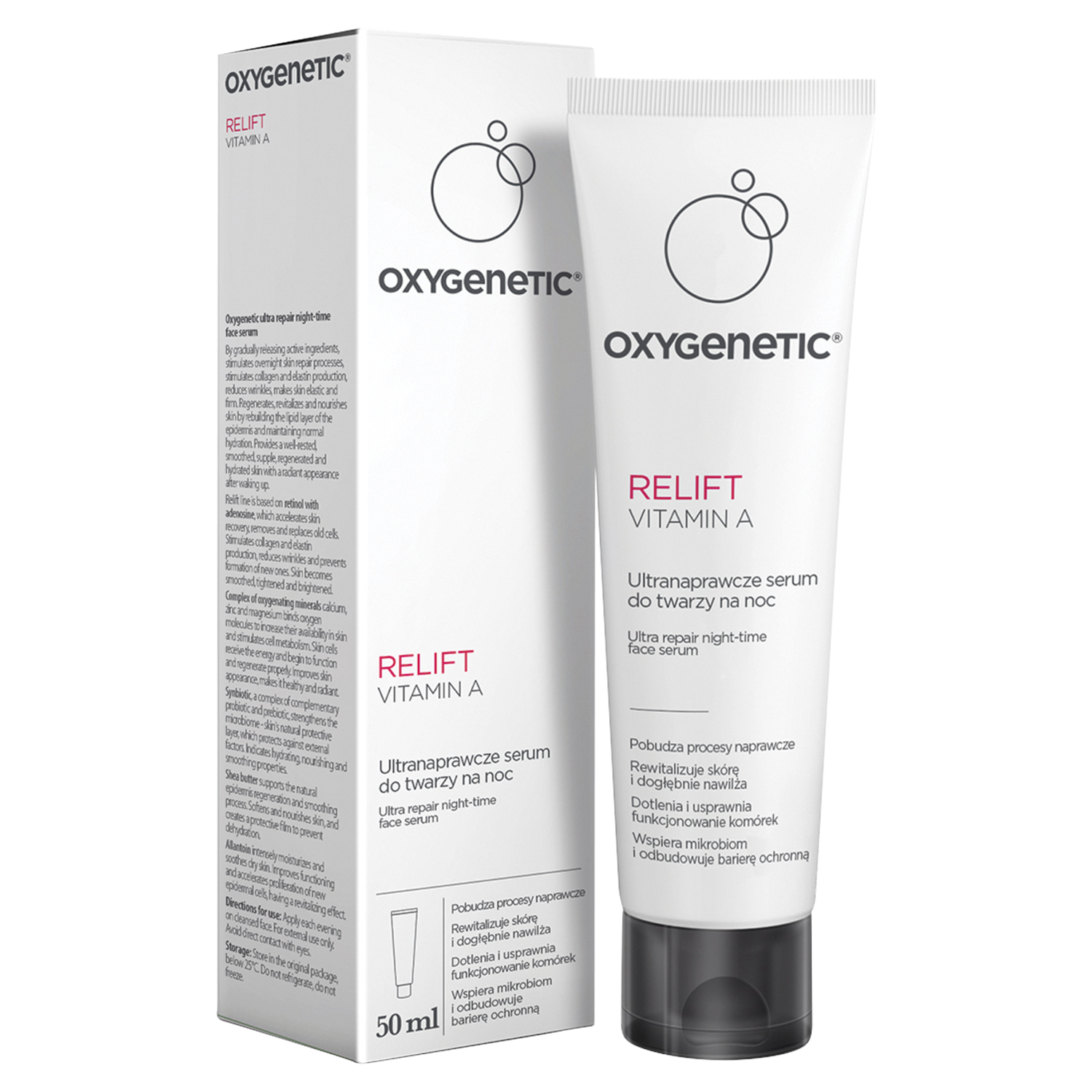 Oxygenetic Relift Vitamin A ultranaprawcze serum do twarzy na noc, 50 ml