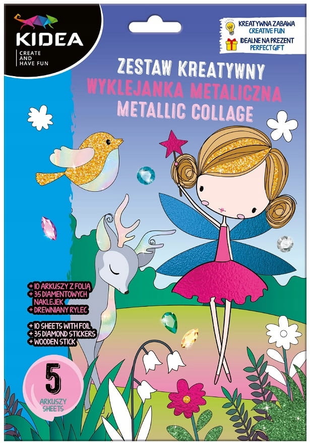 KIDEA wyklejanka metaliczna magiczny świat zestaw kreatywny