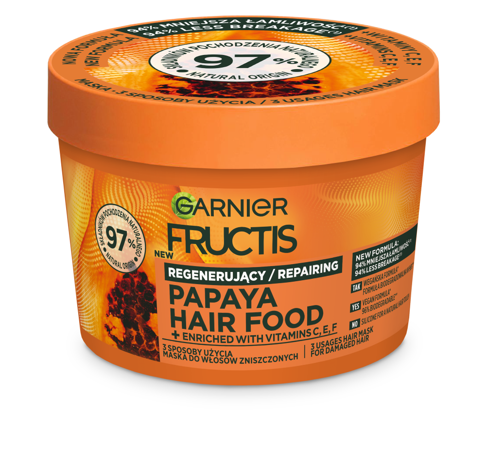 Garnier Fructis Papaya Hair Food maska do włosów zniszczonych, 400 ml