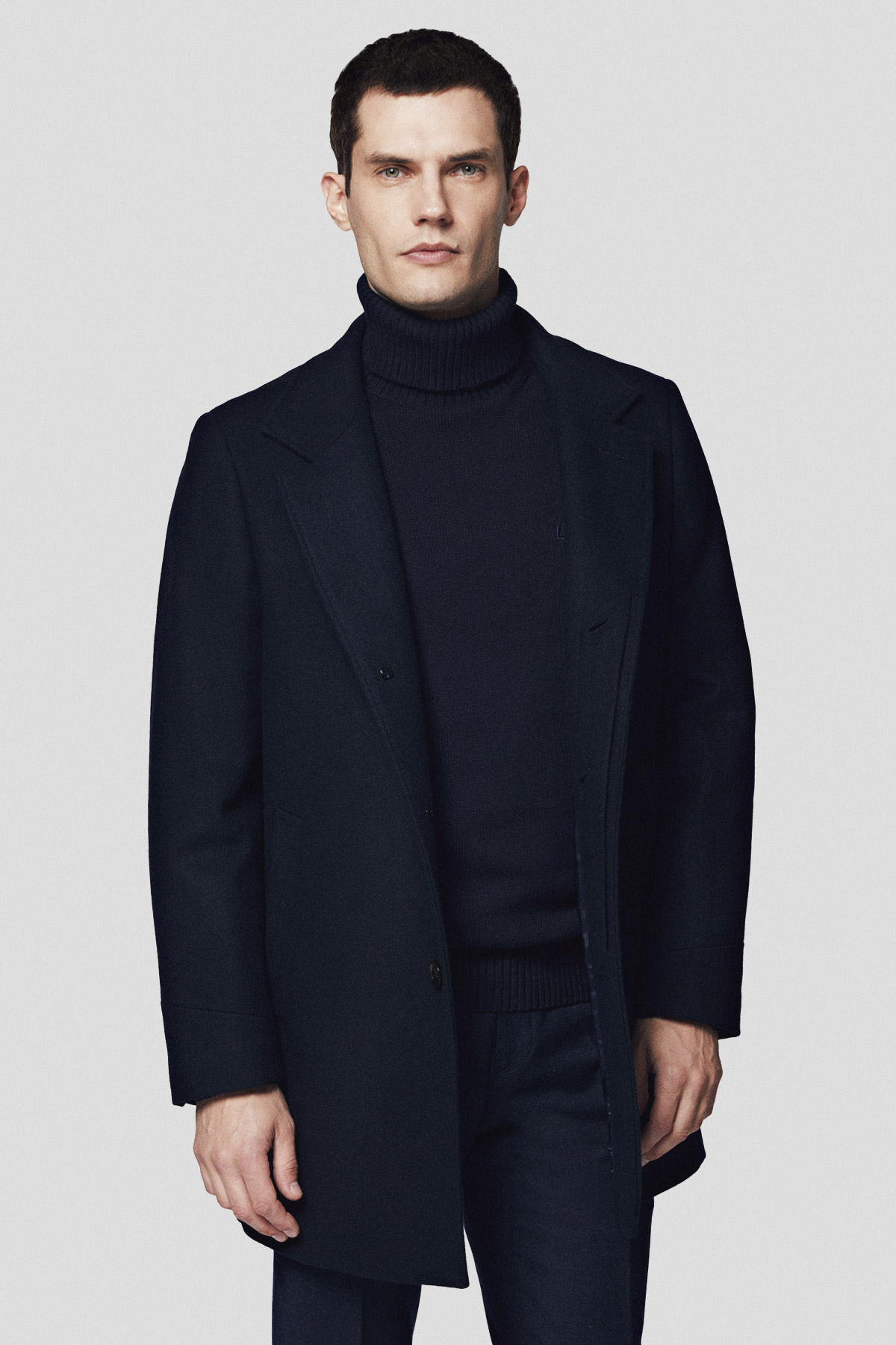 Lancerto Płaszcz Granatowy z Wełną Regan