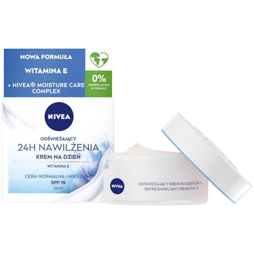 Nivea 24h Nawilżenia nawilżający krem do cery normalnej i mieszanej SPF 15, 50 ml