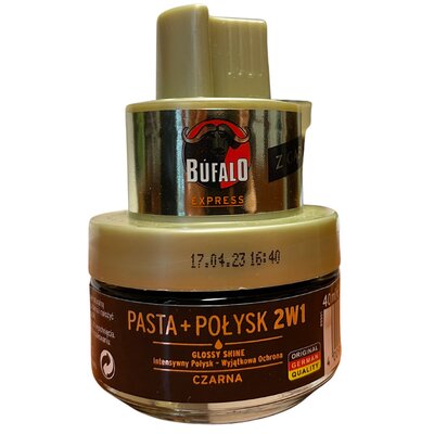 Pasta do butów BUFALO Połysk 2w1 Czarny 40 ml