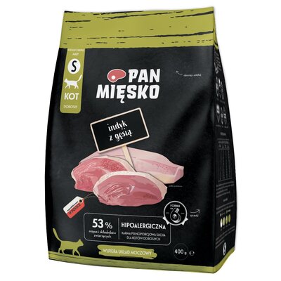 Karma dla kota PAN MIĘSKO Indyk z gęsią S 400 g