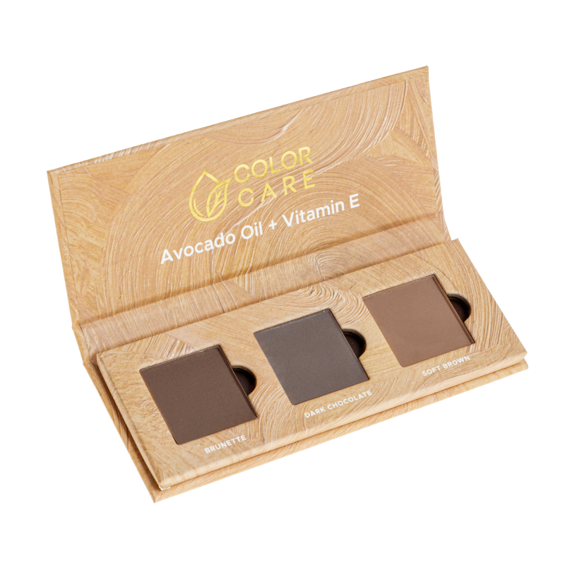 Color Care Warm Trio puder do brwi wegański, 6 g