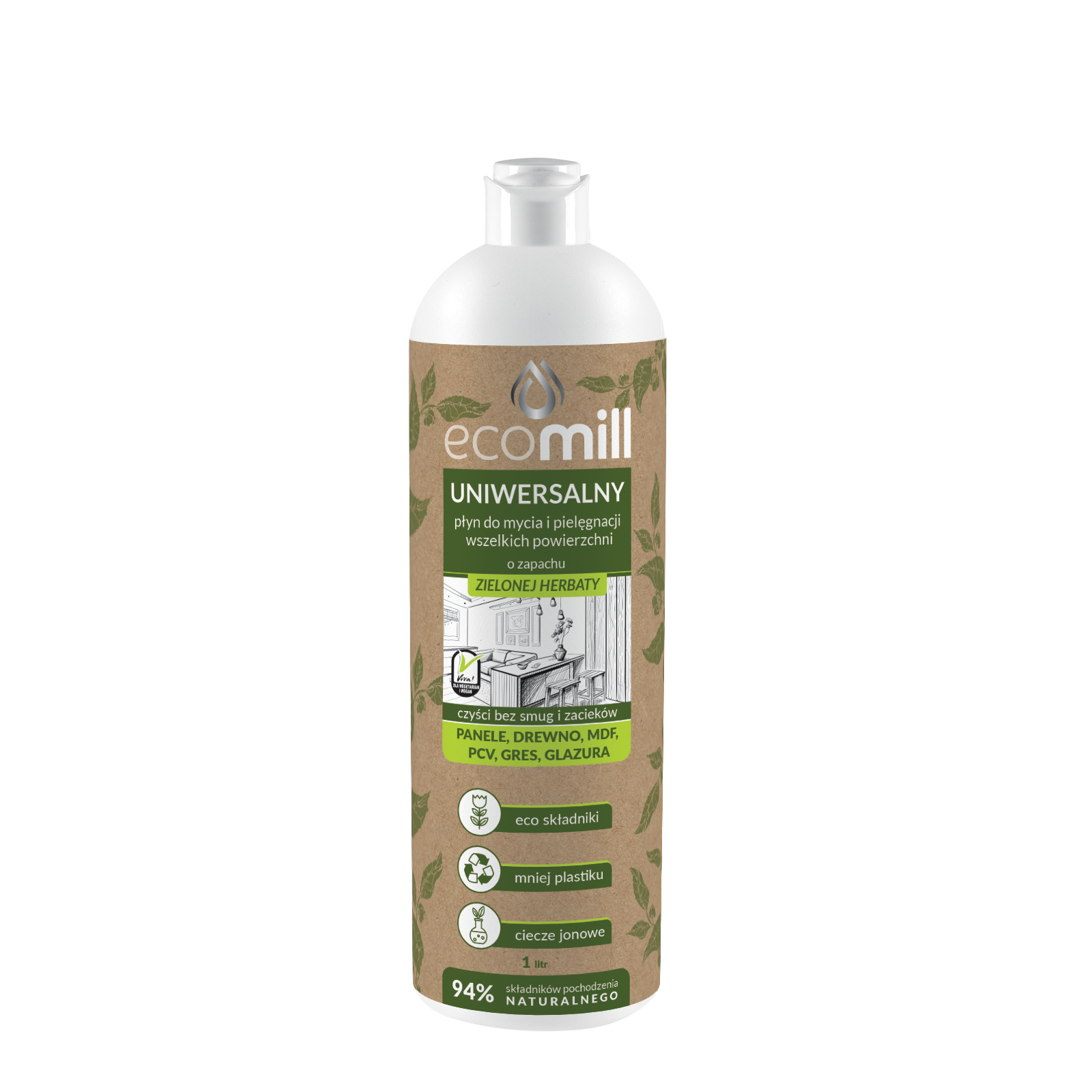 ECOMILL clean Zielona Herbata płyn do podłóg uniwersalny , 1 l