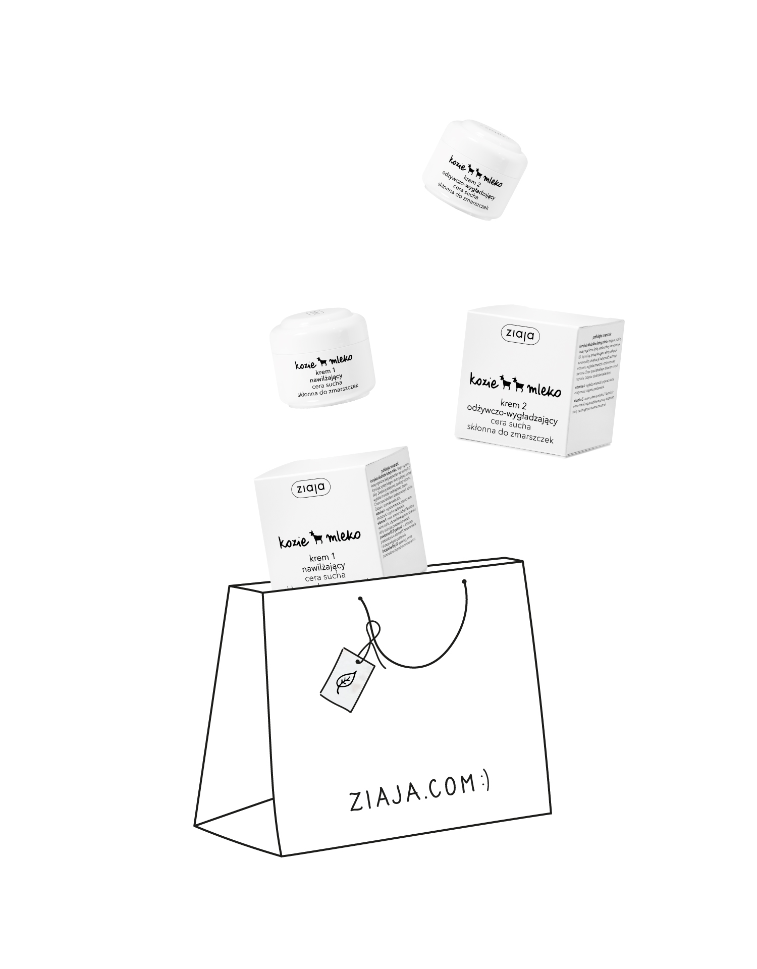 duet kozie mleko krem 1 nawilżający + kozie mleko krem 2 odżywczo-wygładzający  Ziaja