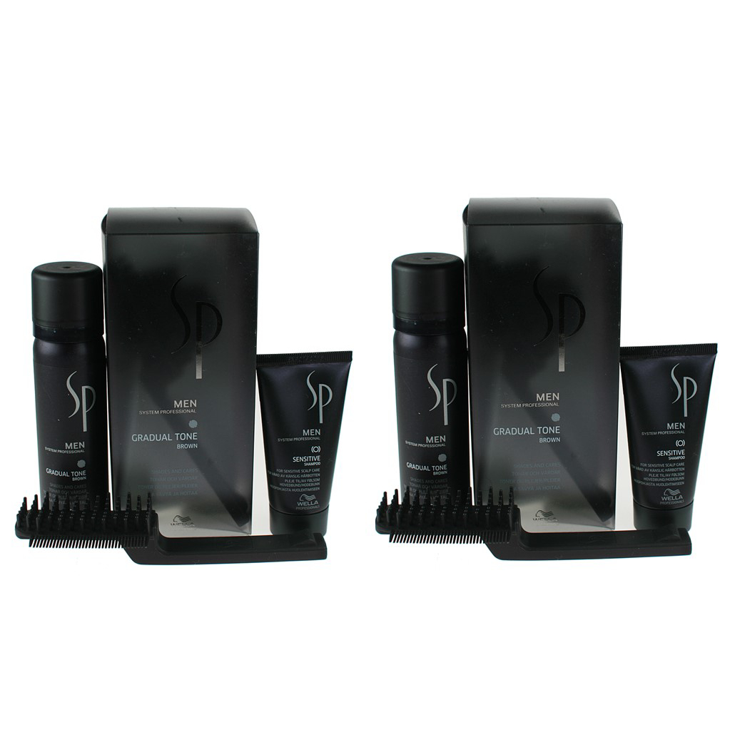 Wella Professionals SP Men Gradual Tone Brown zestaw maskujący siwiznę włosów dla mężczyzn (kolor brązowy): pianka pigmentująca, 2x60 ml + szampon,...