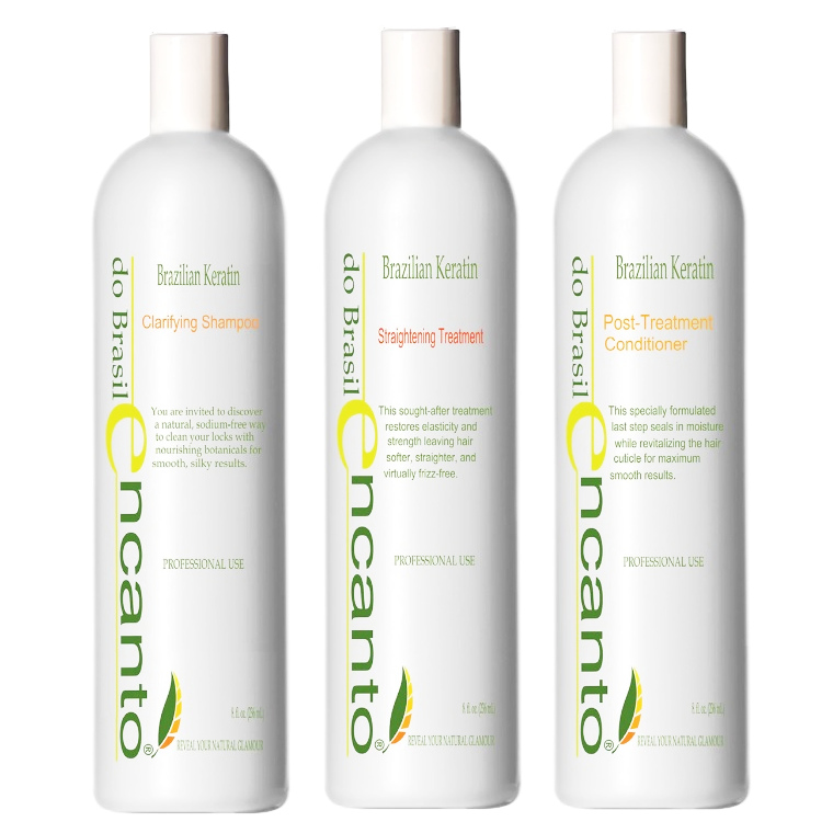 Encanto Do Brasil zestaw do keratynowego prostowania włosów: szampon, 236 ml + keratyna, 236 ml + odżywka, 236 ml 