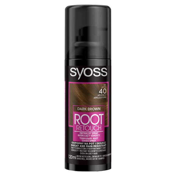 Syoss Root Retoucher zmywalny spray maskujący odrosty Ciemny Brąz, 120 ml