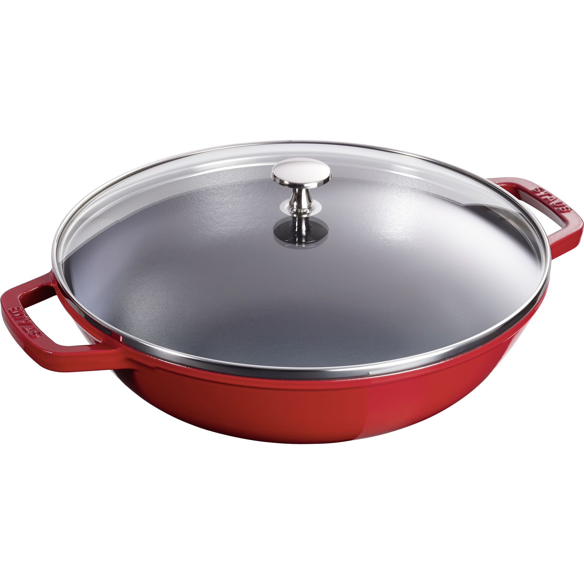Staub - Wok żeliwny z pokrywką 30 cm czerwony