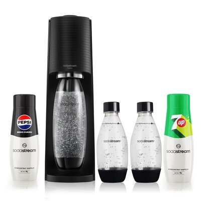 Saturator SODASTREAM Terra Czarny + 3 butelki + 2 syropy