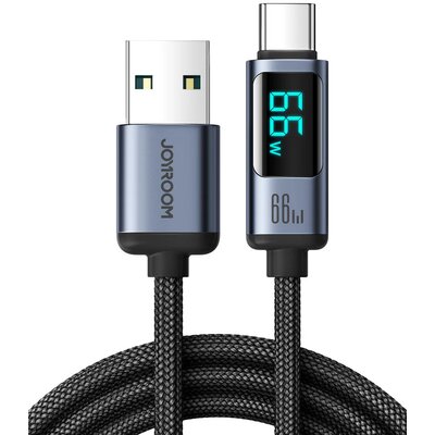 Kabel USB-A - USB-C JOUROOM z wyświetlaczem LCD 1.2 m 66W Czarny