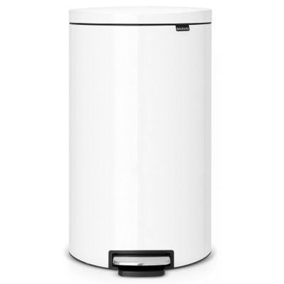 Kosz na śmieci z pedałem BRABANTIA 485206 FlatBack cichy domyk, wyjmowane wiadro 30L Biały