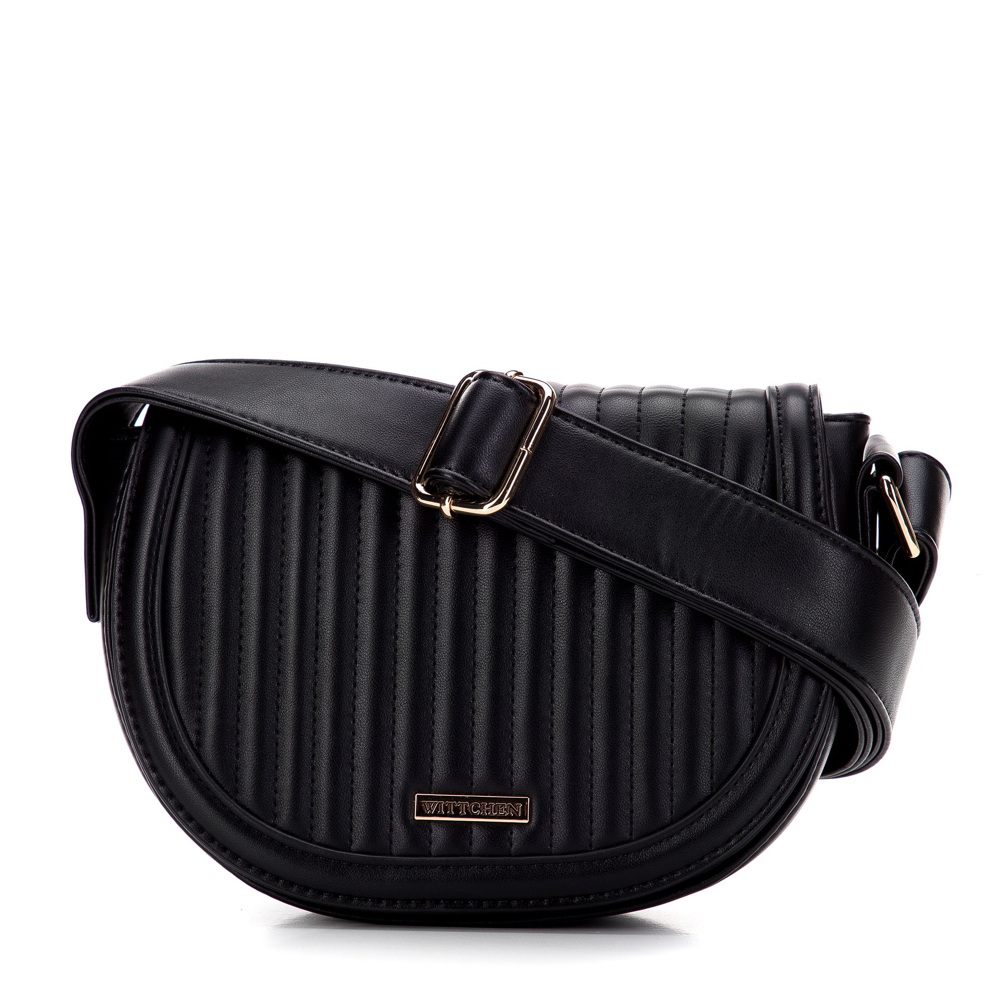 Damska listonoszka saddle bag z pionowym pikowaniem czarna