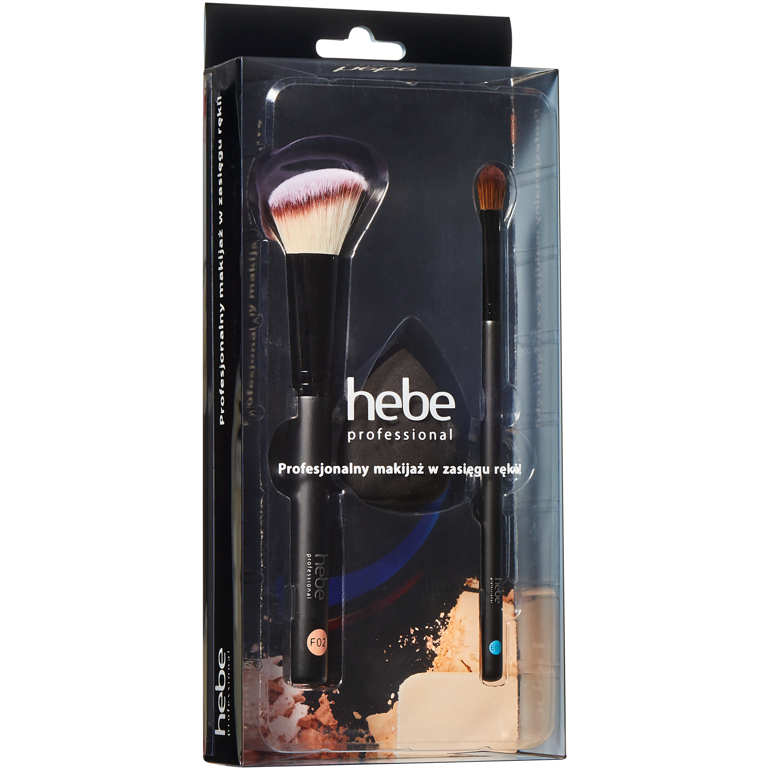 Hebe Professional zestaw: pędzle do makijażu, 2 szt. + gąbka do makijażu 3D, 1 szt.