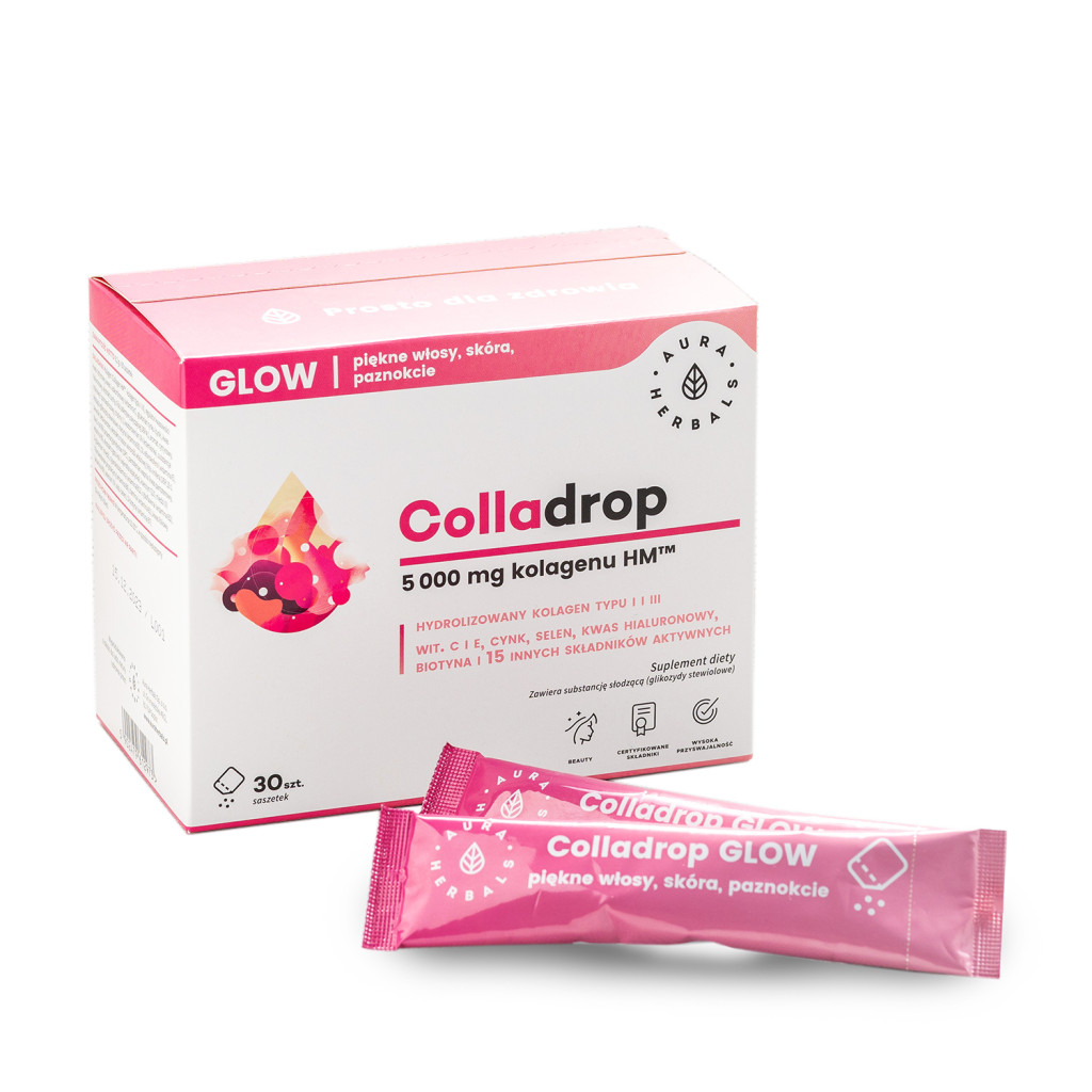 Aura Herbals Colladrop Glow suplement diety, kolagen morski 5000 mg, 30 sasz./1 opak.