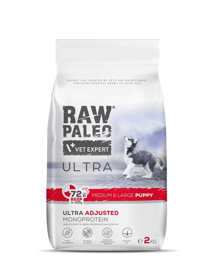 RAW PALEO Ultra Beef Medium&amp;Large Puppy 2kg dla szczeniąt ras średnich i dużych wołowina