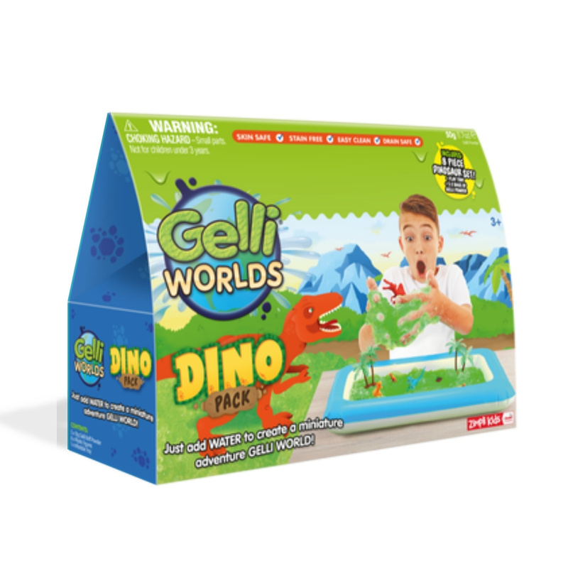 Zimpli Kids zestaw do robienia glutów dla dzieci z figurkami dinozaurów i tacą Gelli Worlds Dino Pack 3+, 1 zest.
