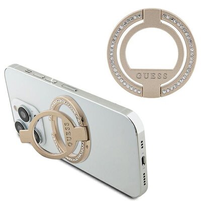 Uchwyt i podstawka GUESS MagSafe Ring Stand with Rhinestones Złoty