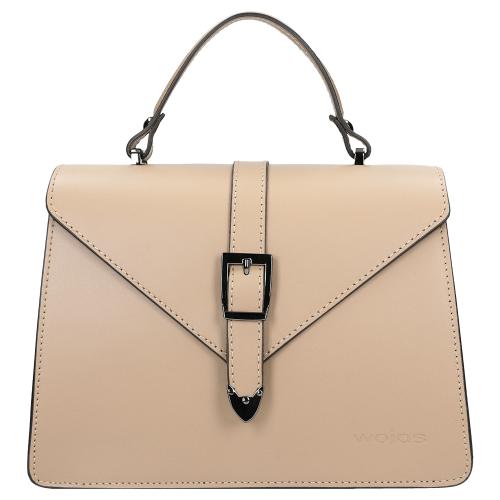 Wojas Beżowa Torebka Damska Kuferek Z Gładkiej Skóry Licowej