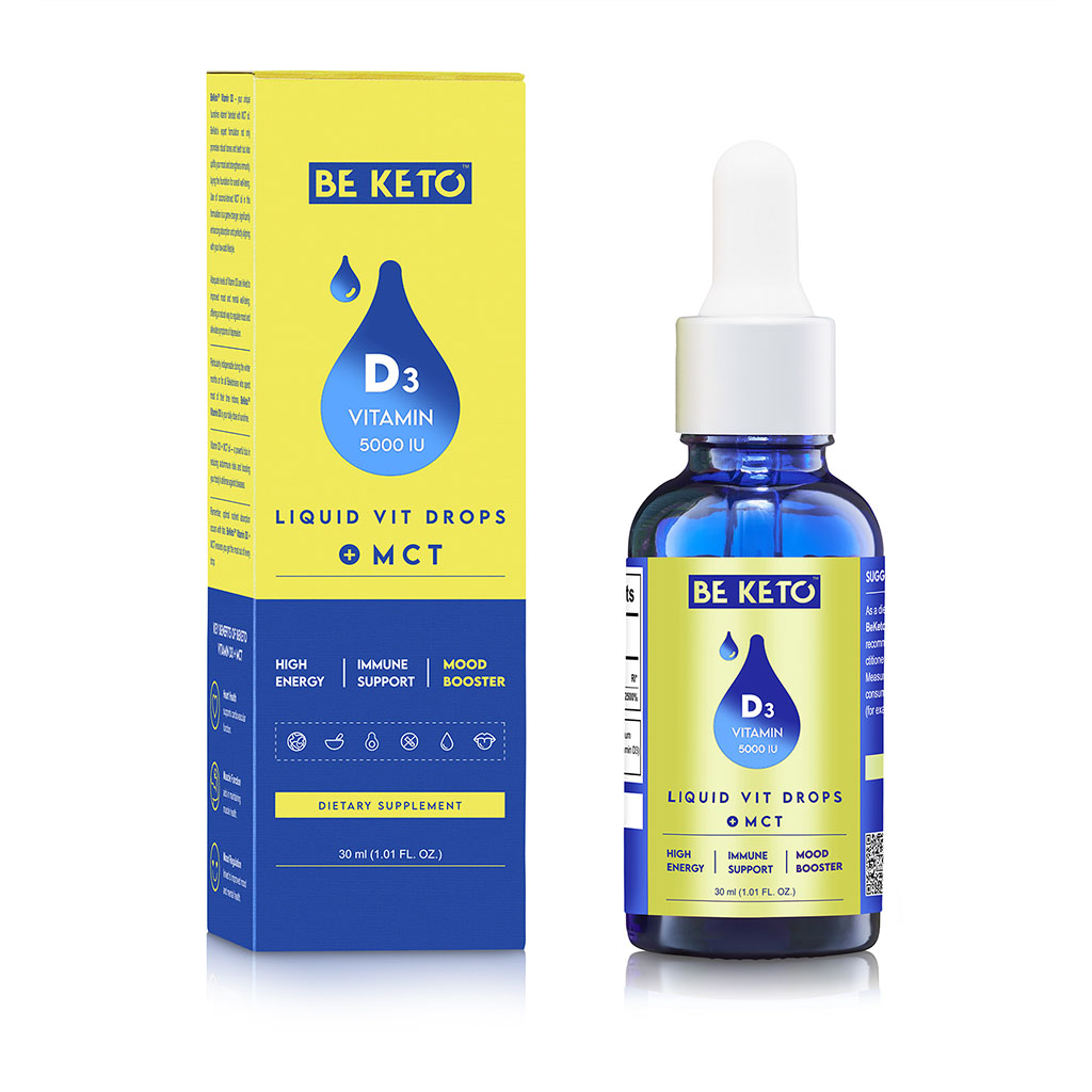 Be Keto suplement diety witamina D3 5000 IU z olejem MCT w kroplach, 30 ml