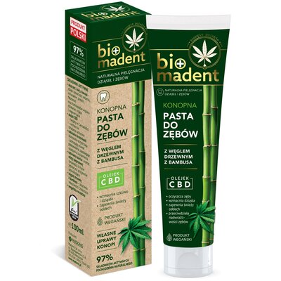 Pasta do zębów BIO MADENT Konopna z węglem drzewnym bambusowym 100 ml