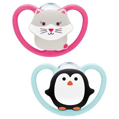 Smoczek silikonowy NUK SPACE Różowy i Niebieski 18-36 m 2 szt