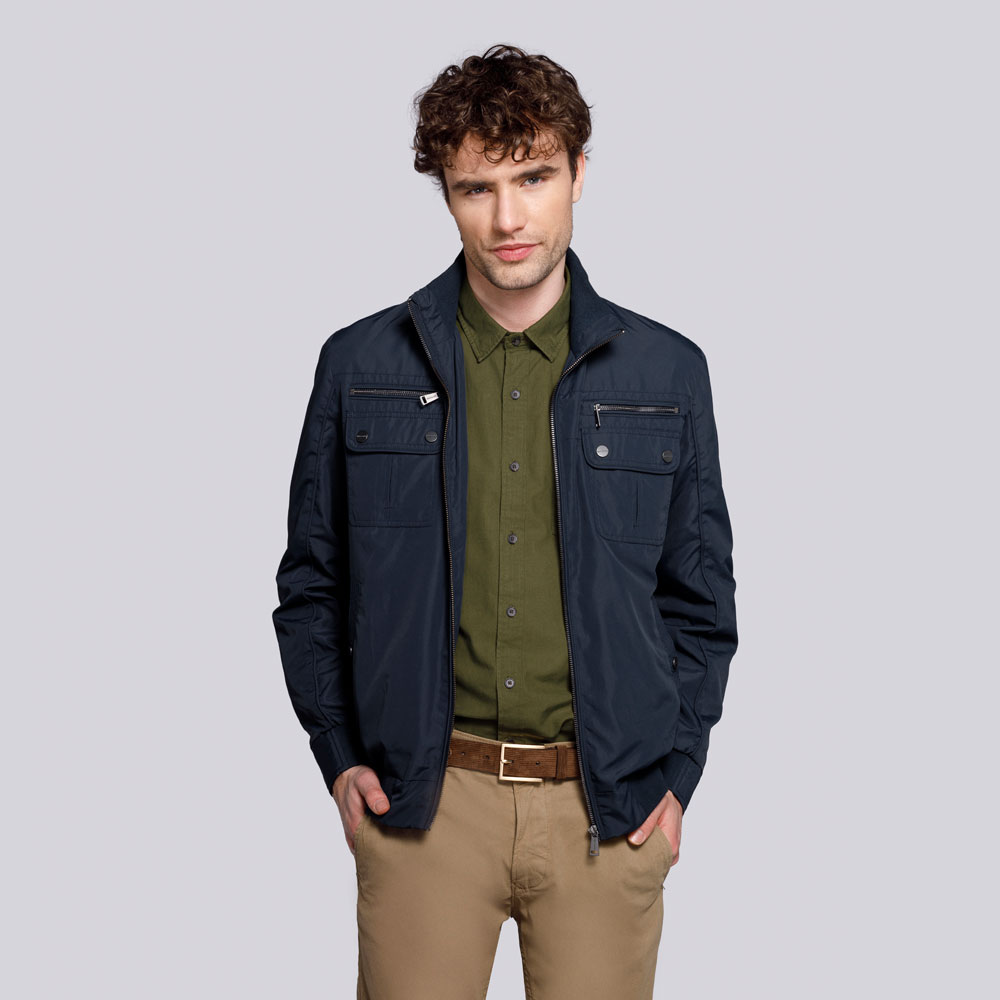 Męska kurtka harringtonka ze ściągaczami granatowa