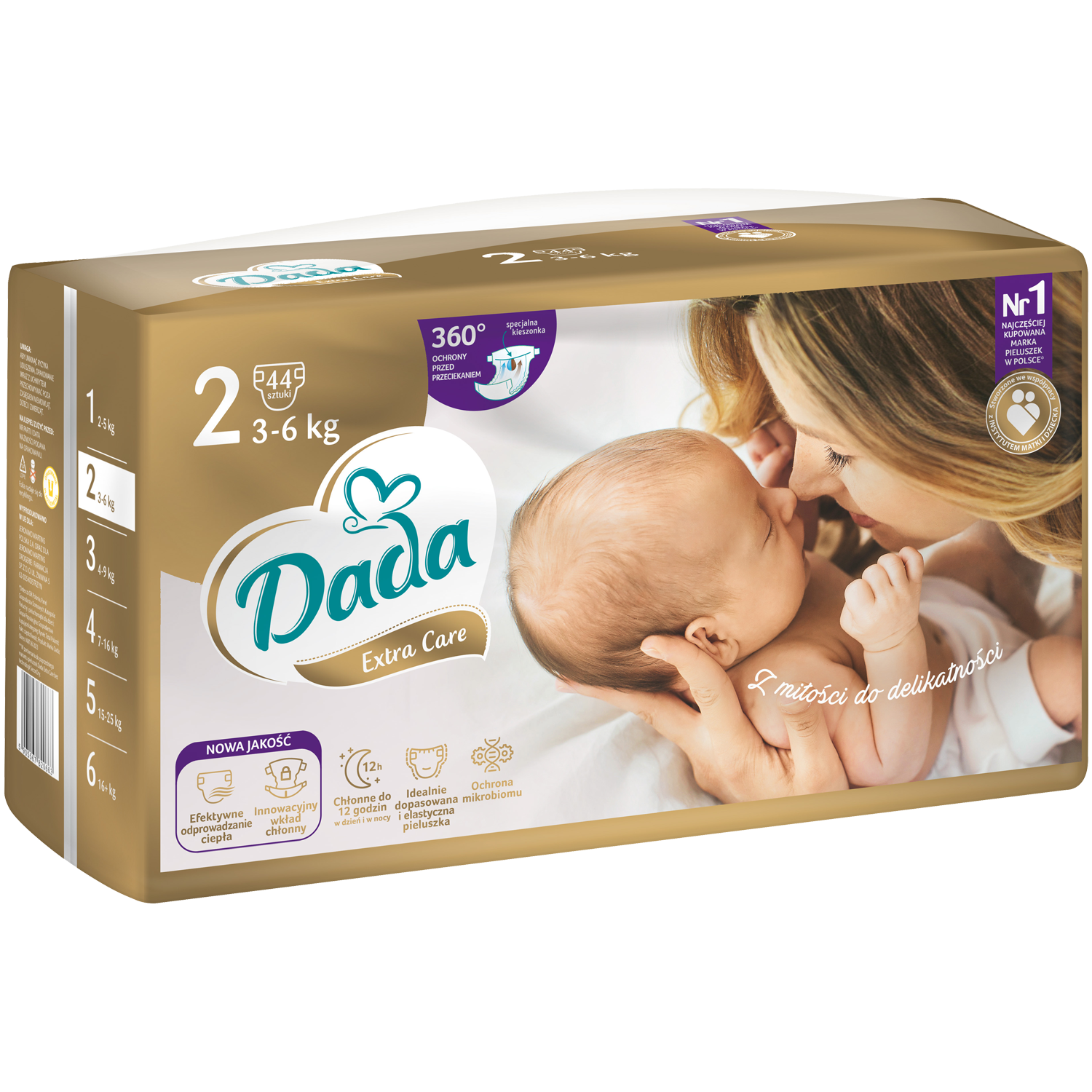 Dada Extra Care pieluchy dla dzieci rozm. 2, 3-6 kg, 44 szt./1 opak.