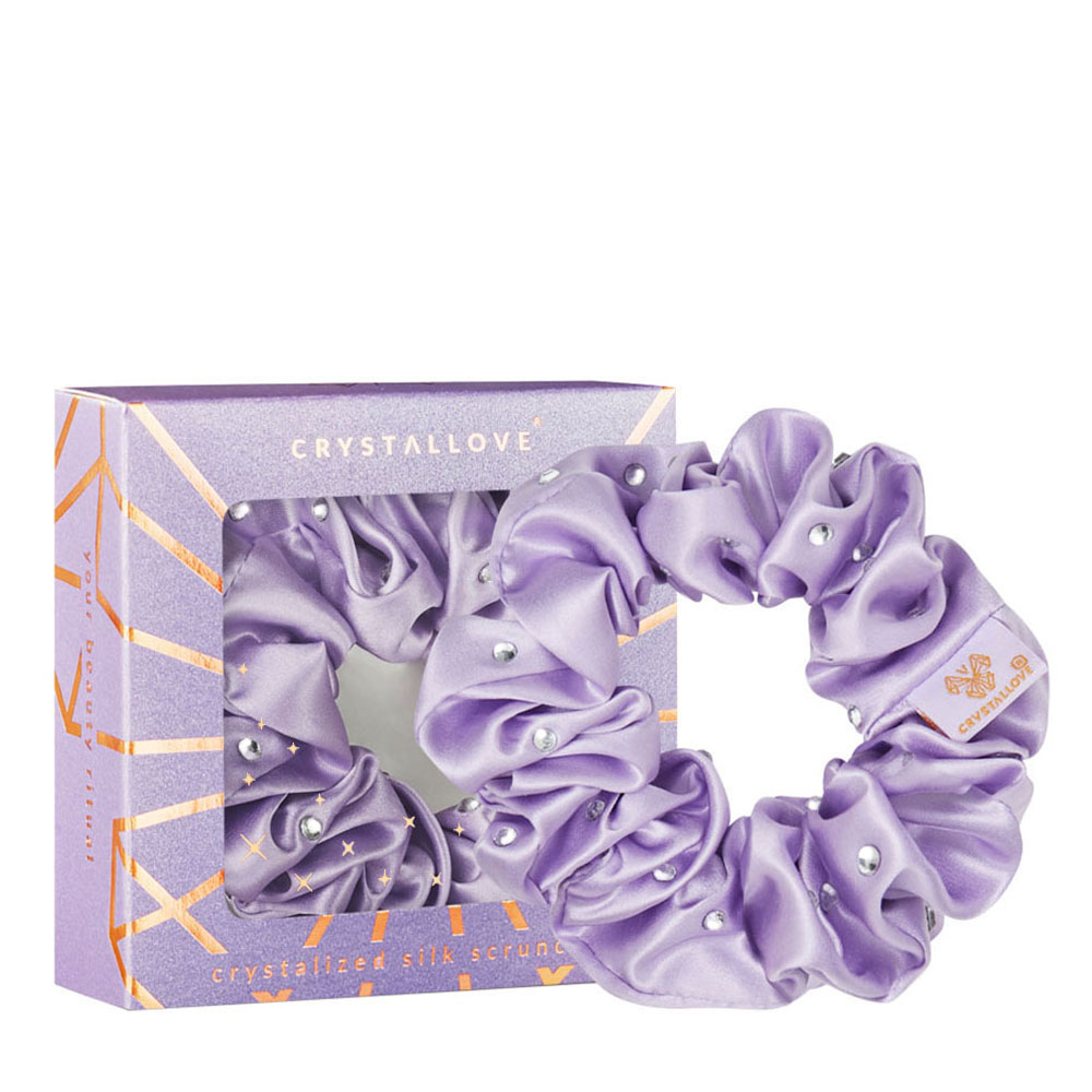 Crystallove Crystalized gumka do włosów z jedwabiu z kryształkami – lilac, 1 szt.
