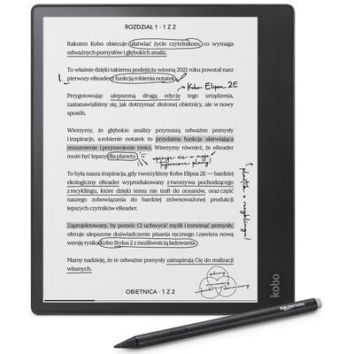 Czytnik e-booków KOBO Elipsa 2E 10.3", Podświetlany ekran, Wi-Fi, Bez reklam Czarny
