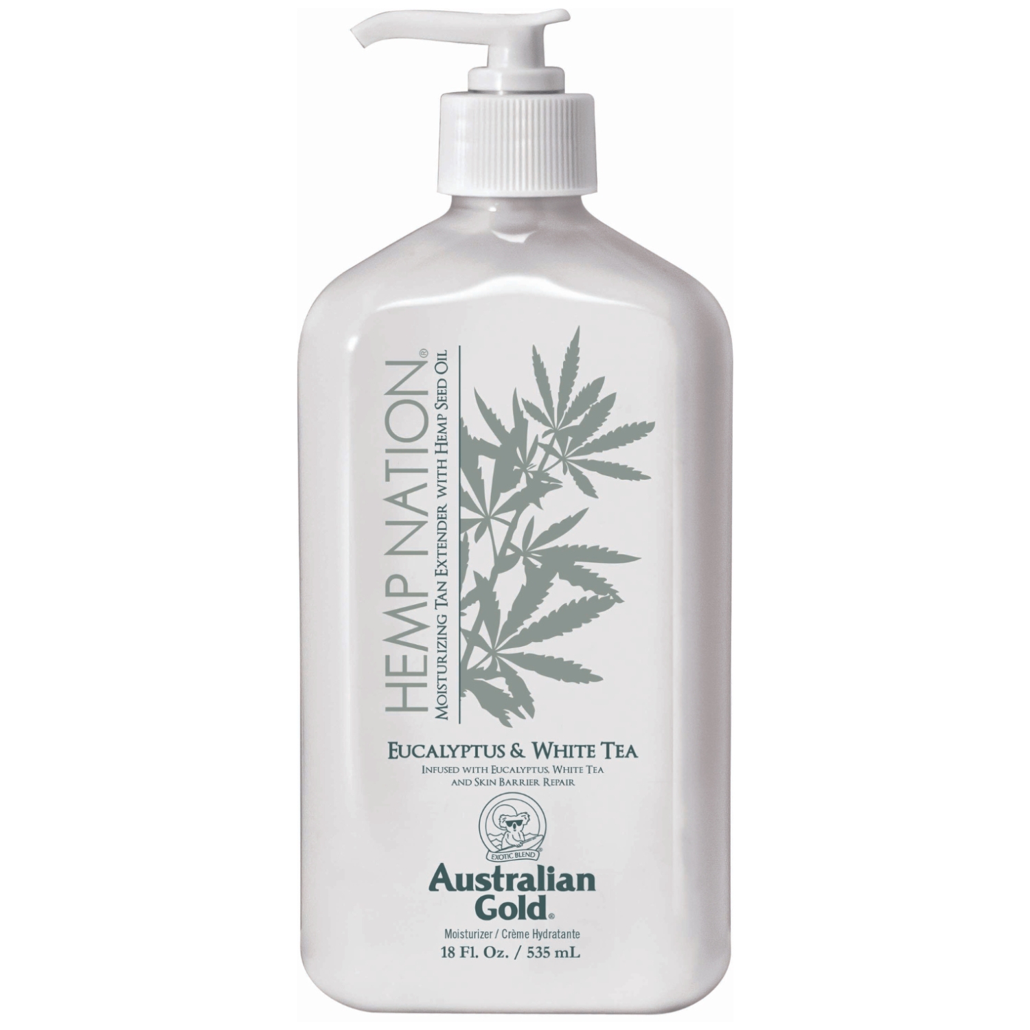 Australian Gold Hemp Nation balsam po opalaniu przedłużający opaleniznę eukaliptus i biała herbata, 535 ml