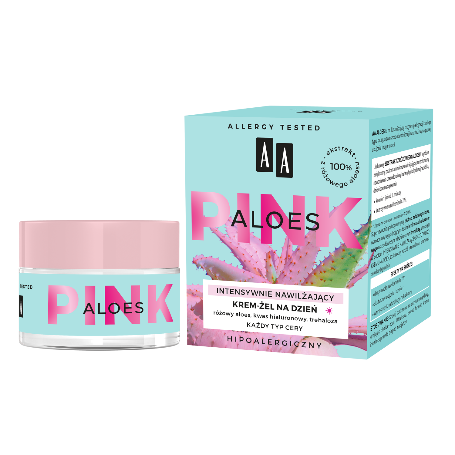 AA Aloes Pink nawilżający krem do twarzy na dzień, 50 ml